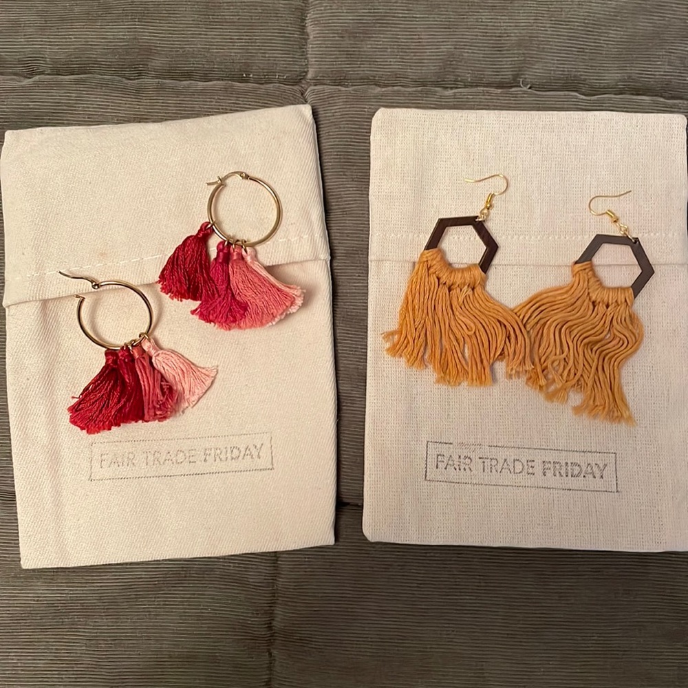 FAIR TRADE FRIDAY Artisan Made Fringe Earrings Never Worn